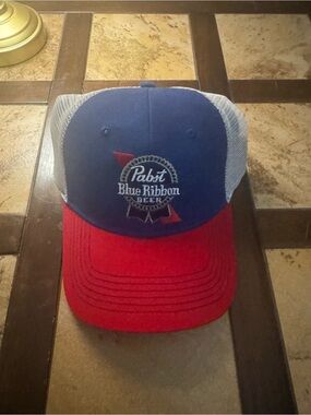 Pabst Blue Ribbon Trucker Hat - Blue and Red